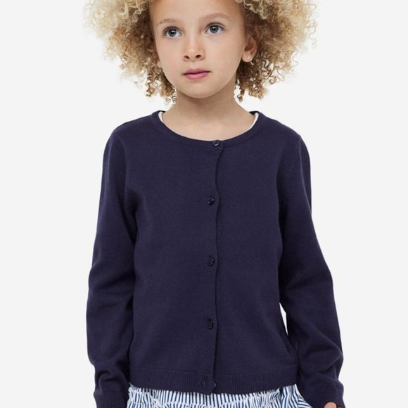 H&M Navy Fine-knit Cotton Cardigan/ NWT/4T - Picture 2 of 9